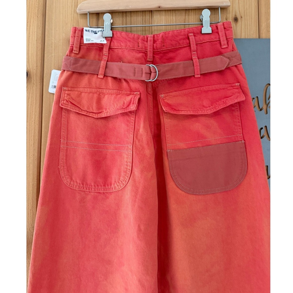We The Free Waterfalls Baggy Wide-Leg Jeans in Orange Size 27 - Picture 11 of 13